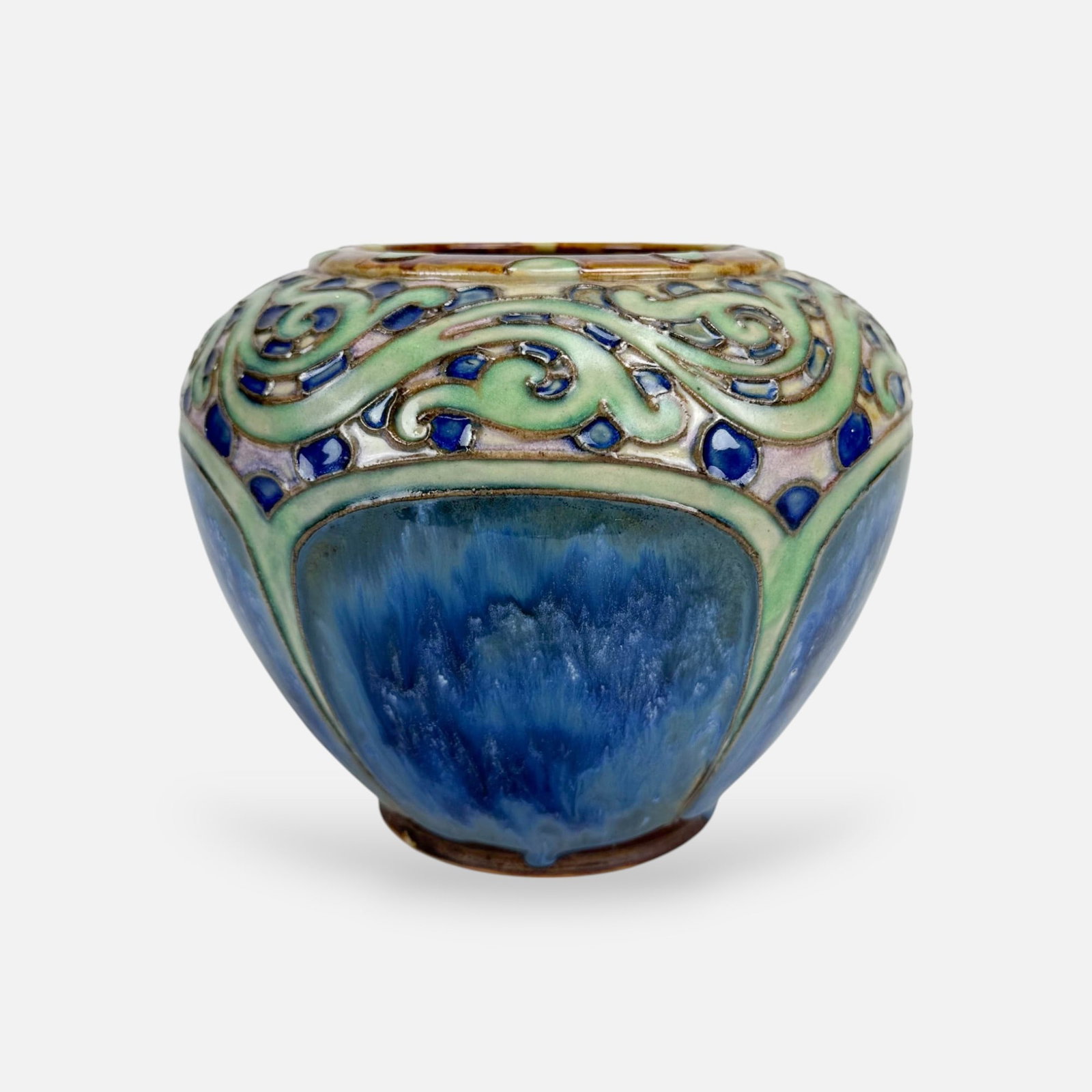 Antique Royal Doulton Art Nouveau Stoneware Vase: Ca. early 20thC. Very good condition as shown. Free from any chips, cracks, or repairs.