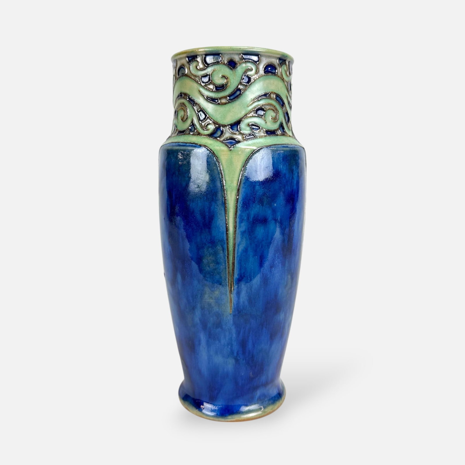 Antique Royal Doulton Art Nouveau Stoneware Vase: Ca. early 20thC. Very good condition as shown. Free from any chips, cracks, or repairs.