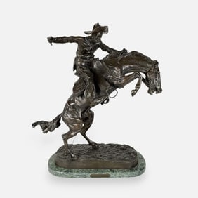 Frederic Remington (After) "Bronco Buster" Large Western Bronze Sculpture