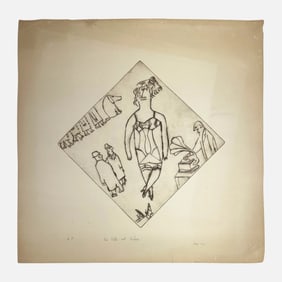 Marian Korn 1971 Artists Proof Drypoint Print