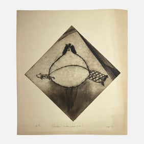 Marian Korn 1971 Artists Proof Drypoint Print