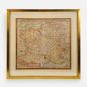 Sebastian Munster Antique 16thC Framed Map of France