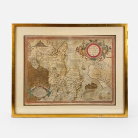 Abraham Ortelius Antique 16thC Framed Map of Asia and North America