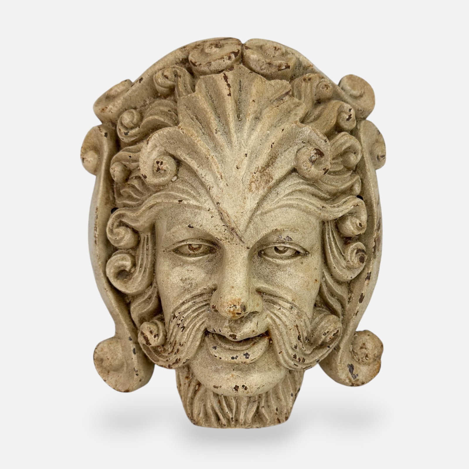 Terra Cotta Garden Plaque Wall Hanging Sculpture: Good, with shown paint loss. With a mild chip to bottom right edge not very notable when viewing from front. Otherwise appears free from any chips, cracks, or repairs.