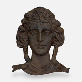 Cast Iron Bust of a Woman Garden Plaque Wall Hanging Sculpture