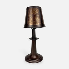 Mica Lamp Co. Arts and Crafts Style Copper Buffet Table Lamp After Dirk Van Erp