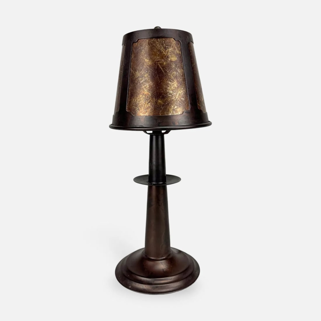 Mica Lamp Co. Arts and Crafts Style Copper Buffet Table Lamp After Dirk Van Erp: See stickers to base. Good overall condition as shown.