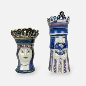 Doreen Middelboe for Royal Copenhagen Mid Century Modern Aluminia King and Queen Figurines