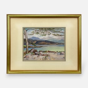 S. H. Southern Coastal Landscape Watercolor on Paper Framed Painting