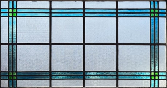 Antique Frank Lloyd Wright Style Leaded Stained Glass Window