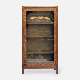 Antique Lifetime One-Door Arts & Crafts Mission Oak Bookcase