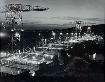 Ben Glaha Original Black and White 1935 Photograph "Boulder Dam at Night"