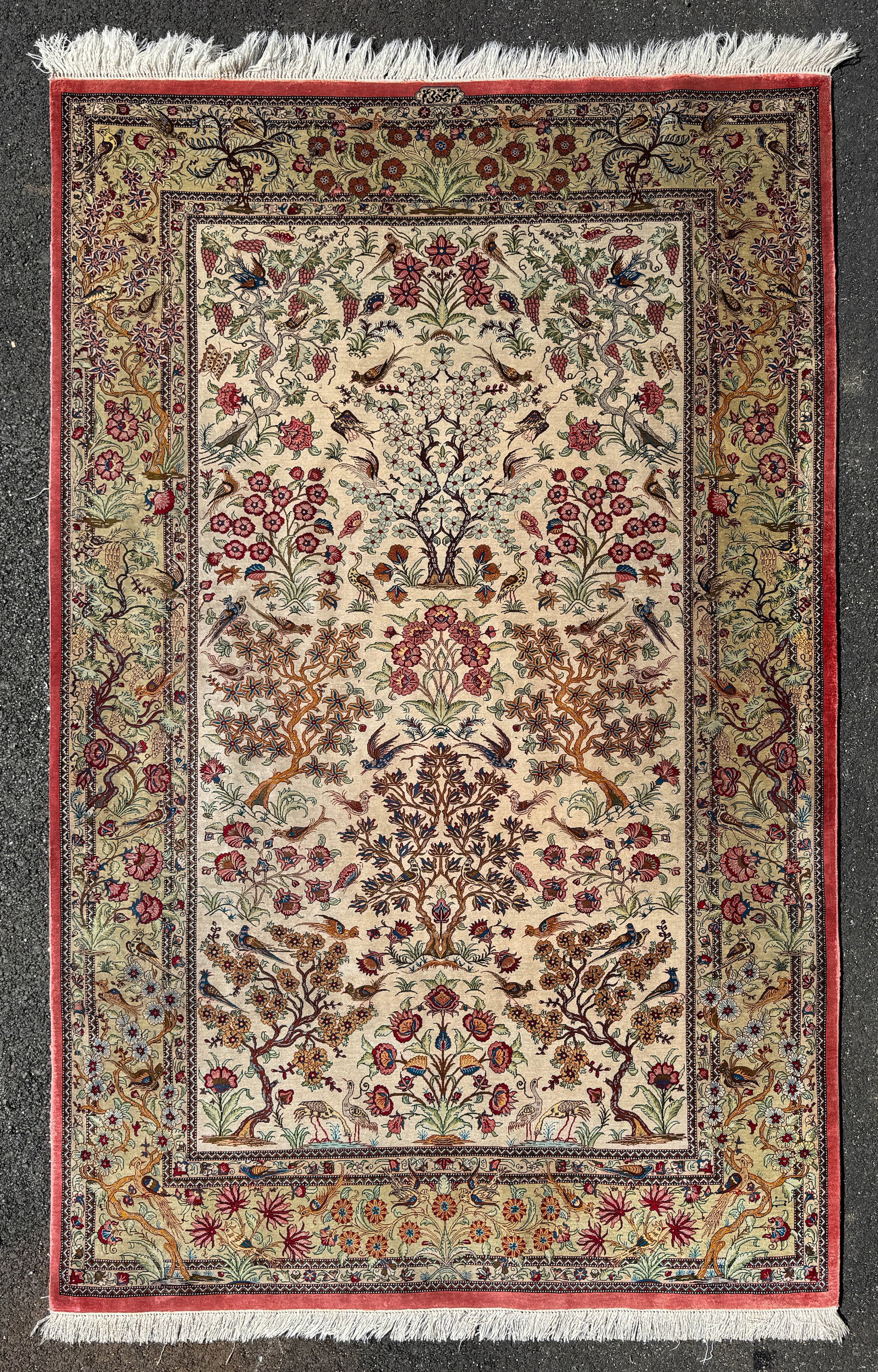 Persian Silk Isfahan Tree of Life Area Rug: Ca. last quarter 20thC. Excellent condition with no stains, smells, or dry spots.