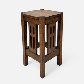 Arts & Crafts Mission Oak Plant Stand Side Table