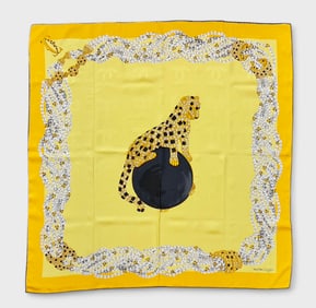 Cartier Must De Cartier Yellow Silk Scarf Includes Box, Authenticity Card, And Booklet