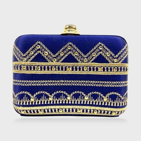 St. John Blue And Gold Embellished Clutch