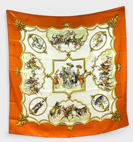 Hermes Les Chevaux Des Moghols Silk Scarf Includes Box