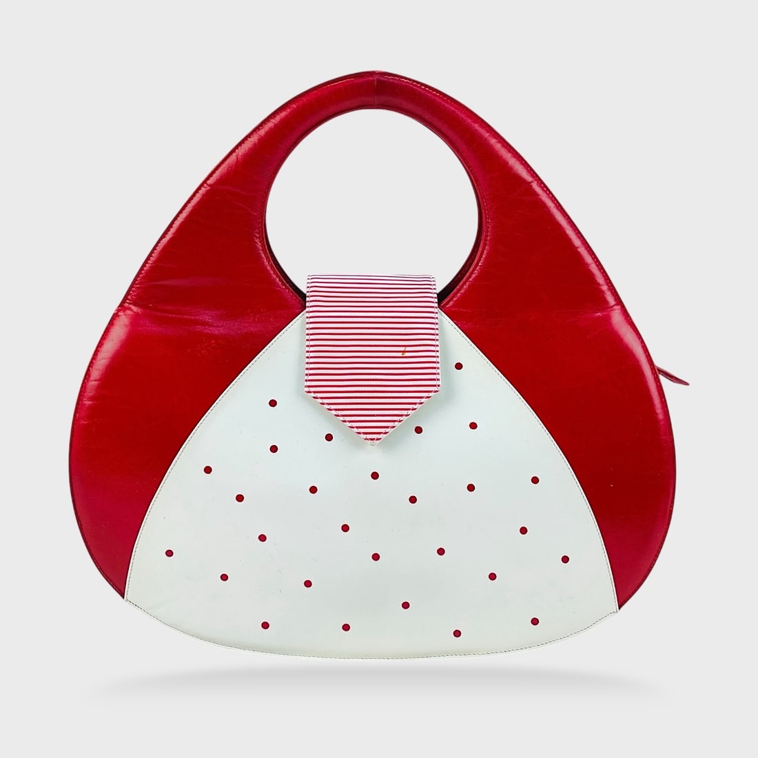 Bally Red And White Leather Handbag w/ Dust Bag (1 of 10)