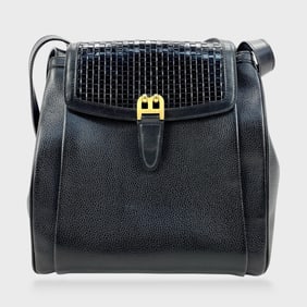 Bally Black Textured Leather Shoulder Bag