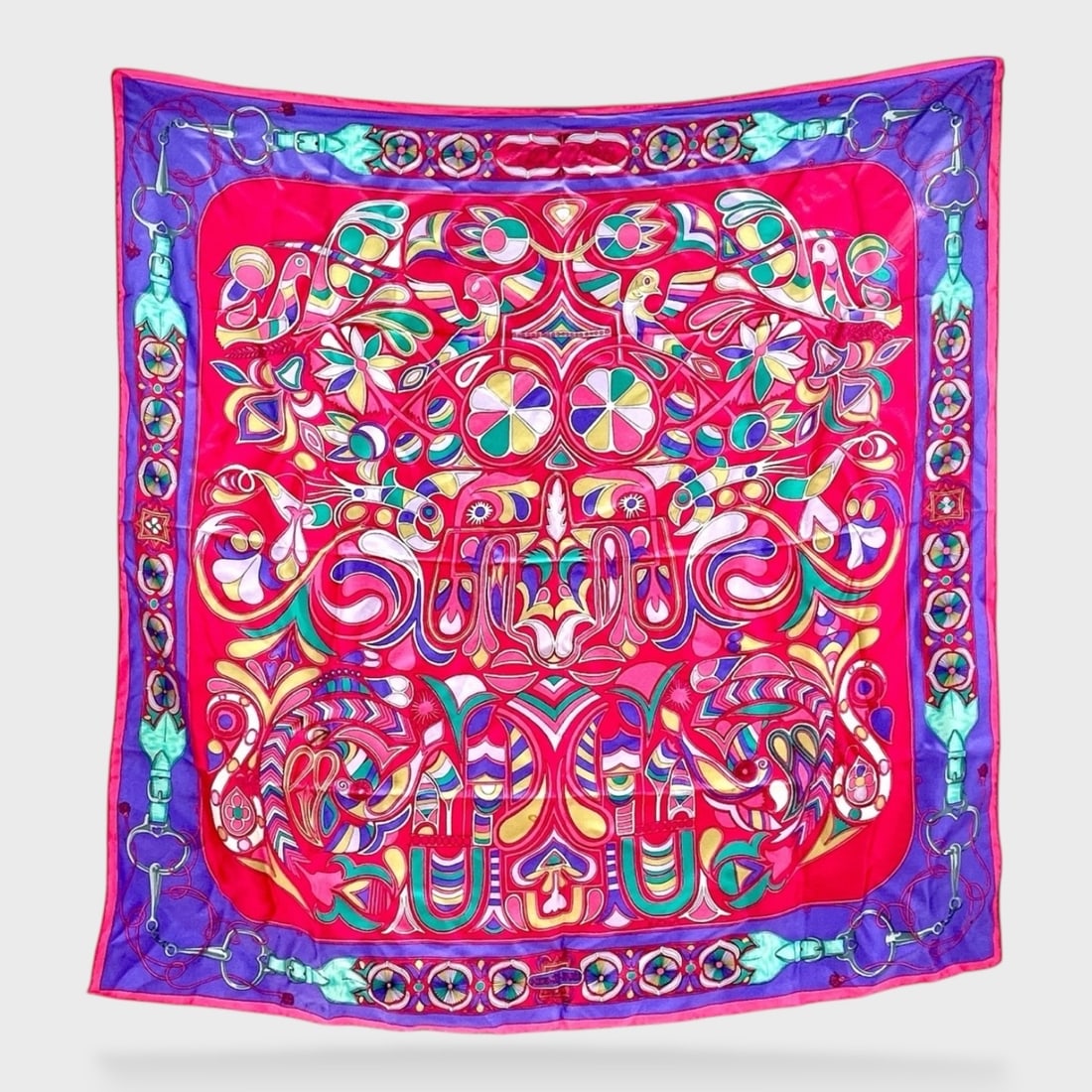 Hermes Folklore Silk Scarf By Henri D'Origny Includes Box (1 of 9)