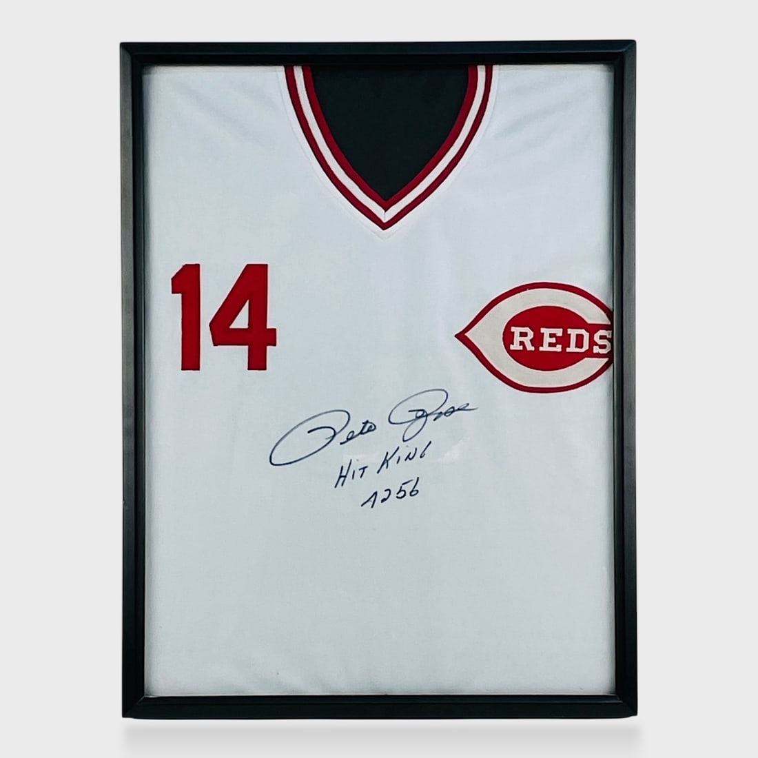 Pete Rose Autographed Cincinnati Reds Baseball Team Jersey Framed w/ PSA/DNA COA And Certificate Of (1 of 8)