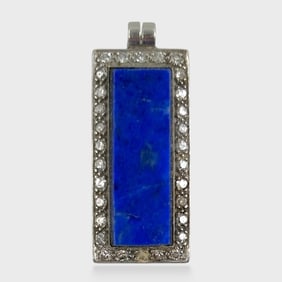 Fine Platinum Lapis Lazuli & Diamond  Pendant
