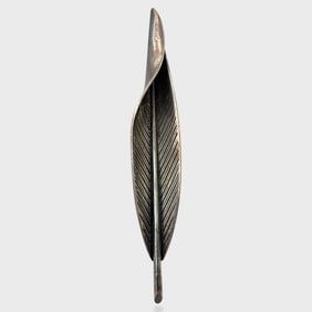 Fine Sterling Silver Danish Modern Feather Brooch Pin