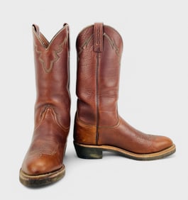 Vintage Lucchese 2000 Brown Leather Western Cowboy Boots Mens 9.5D