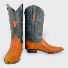 Vintage Sterling Two-Tone Leather Western Cowboy Boots Mens 9.5D