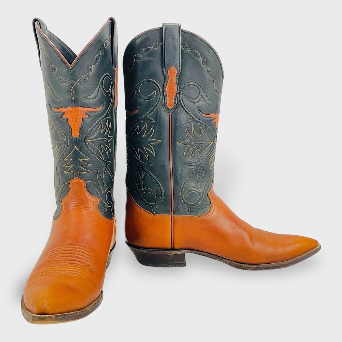 Vintage Sterling Two-Tone Leather Western Cowboy Boots Mens 9.5D (1 of 6)