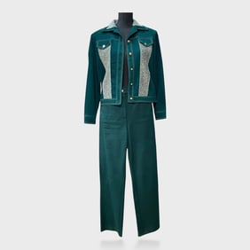 St. John Vintage Sport Essentials Green 2pc Jacket & Pants Set - Size 2