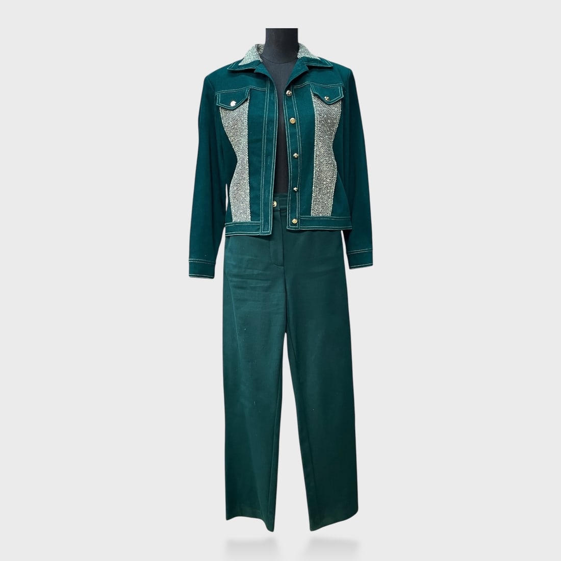 St. John Vintage Sport Essentials Green 2pc Jacket & Pants Set - Size 2 (1 of 6)