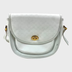 Gucci White Monogram Leather Handbag w/ Dust Bag