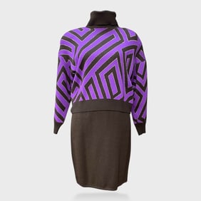 St. John Sportswear Brown & Purple Knit 2pc Set - Size 4