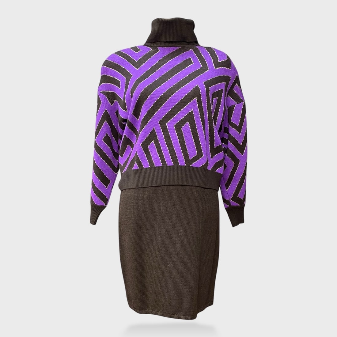 St. John Sportswear Brown & Purple Knit 2pc Set - Size 4 (1 of 5)