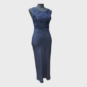 Giorgio Armani Le Collezioni Size 6 Navy Blue Evening Embellished Dress