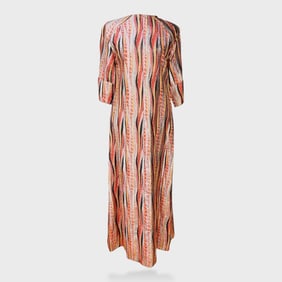 Vintage Multicolor Metallic Striped Kaftan Dress Size S
