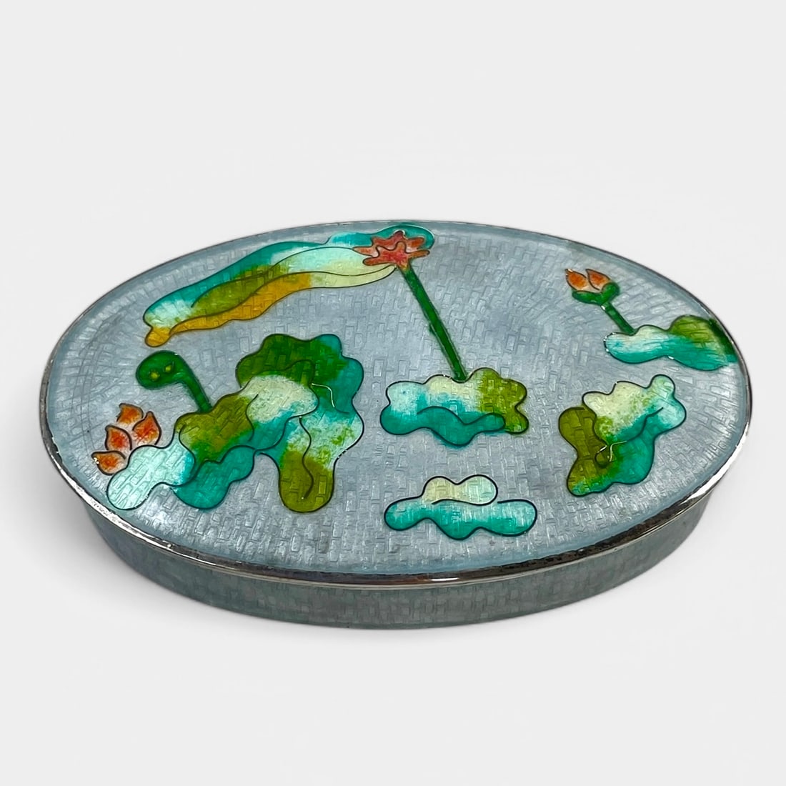 Fine Asian 950 Silver Enamel Lidded Trinket Box (1 of 5)