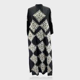 Vintage Pakistan  Black And White Applique Kaftan Dress