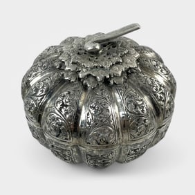 Fine 900 Silver Pumpkin Betel Box