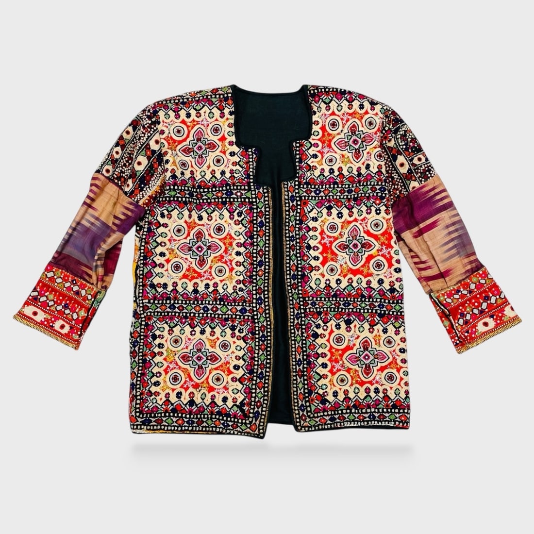 Vintage Tribal Embroidered Hand Loomed Mirror Work Jacket (1 of 4)