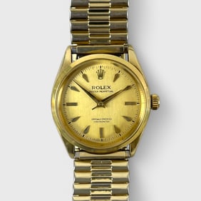 1959 Rolex Oyster Perpetual 14K Yellow Gold Automatic Chronometer 6564 Wristwatch Full Set