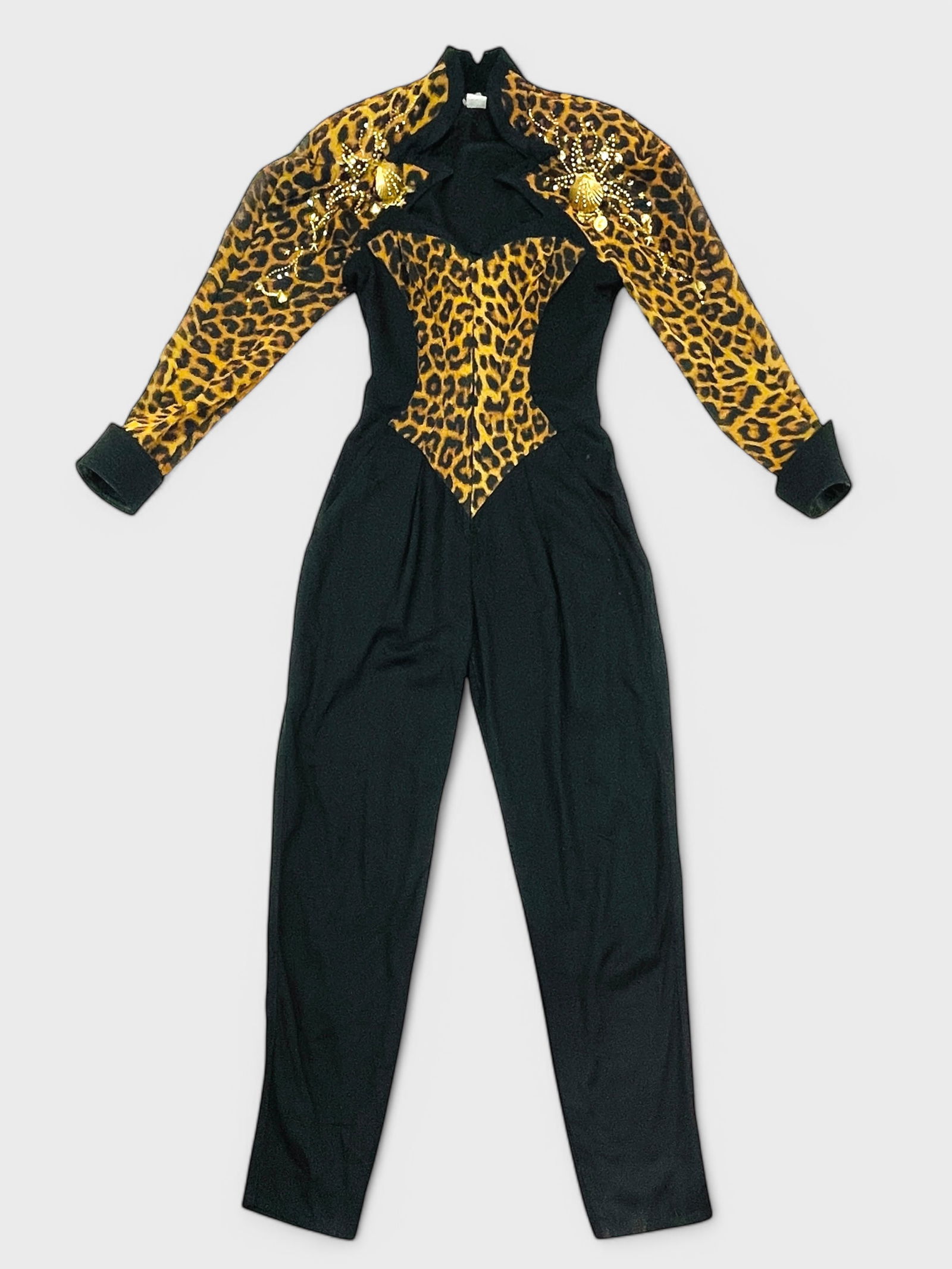 Vintage IIF Women’s Black And Leopard Jumpsuit (1 of 6)
