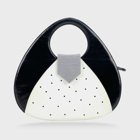 Bally Black And White Leather Handbag And Dust Bag