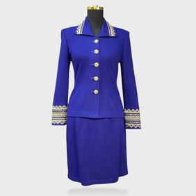 St. John Evening By Marie Gray Size 2 & 4 Royal Blue Knit 3-Piece Set