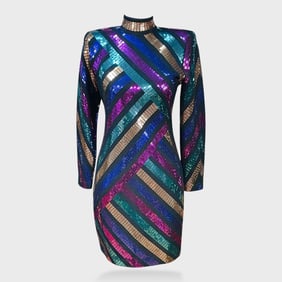 St. John by Marie Gray Size 4 Multicolor Sequin Knit Dress