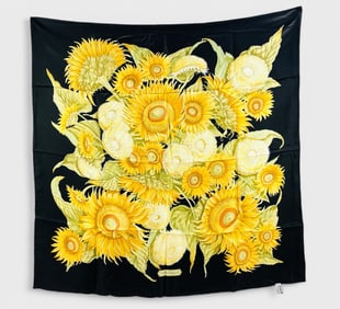 Salvatore Ferragamo Sunflower Silk Scarf Includes Box