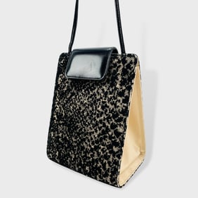 St. John Black And Beige Fabric Handbag