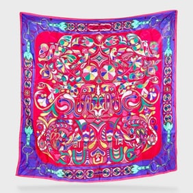 Hermes Folklore Silk Scarf By Henri D'Origny Includes Box