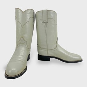 Vintage   Tony Lama Ladies Size 6B White Leather Cowboy Boots